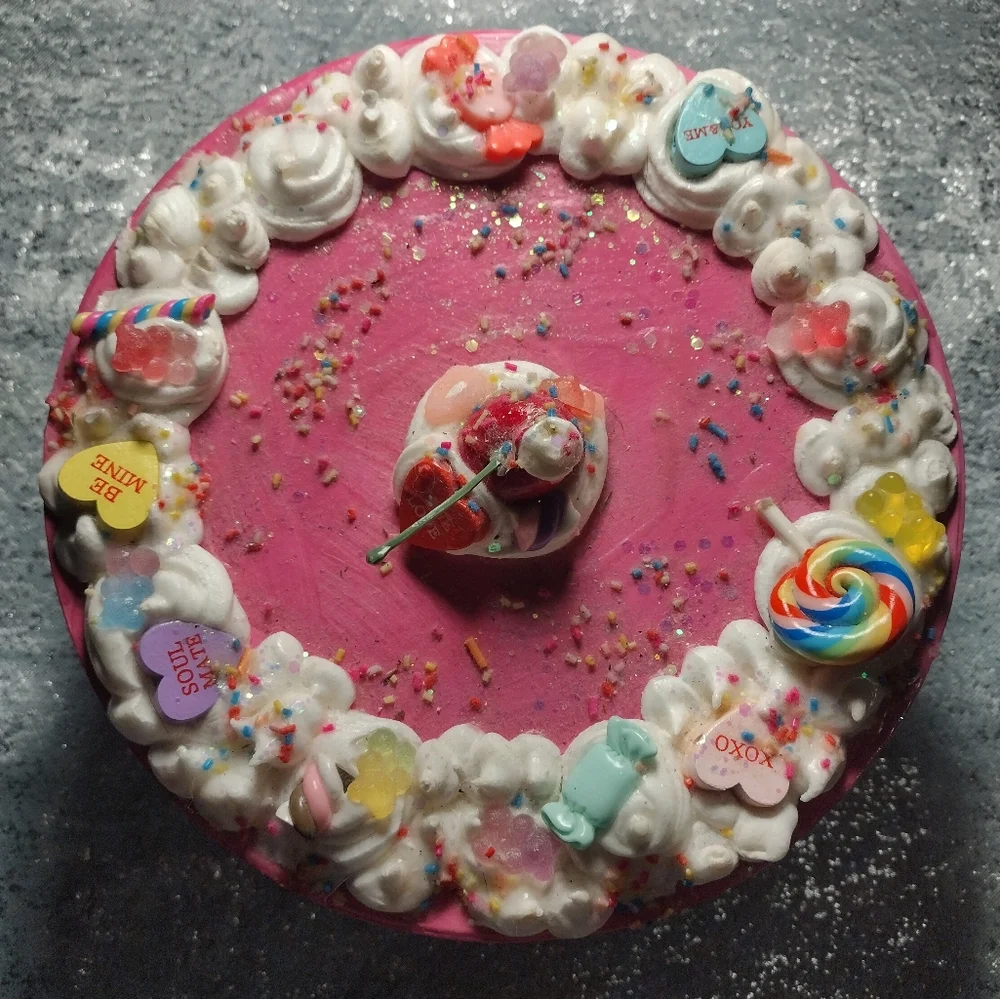 Pink Decorative Cake with Candy Accents